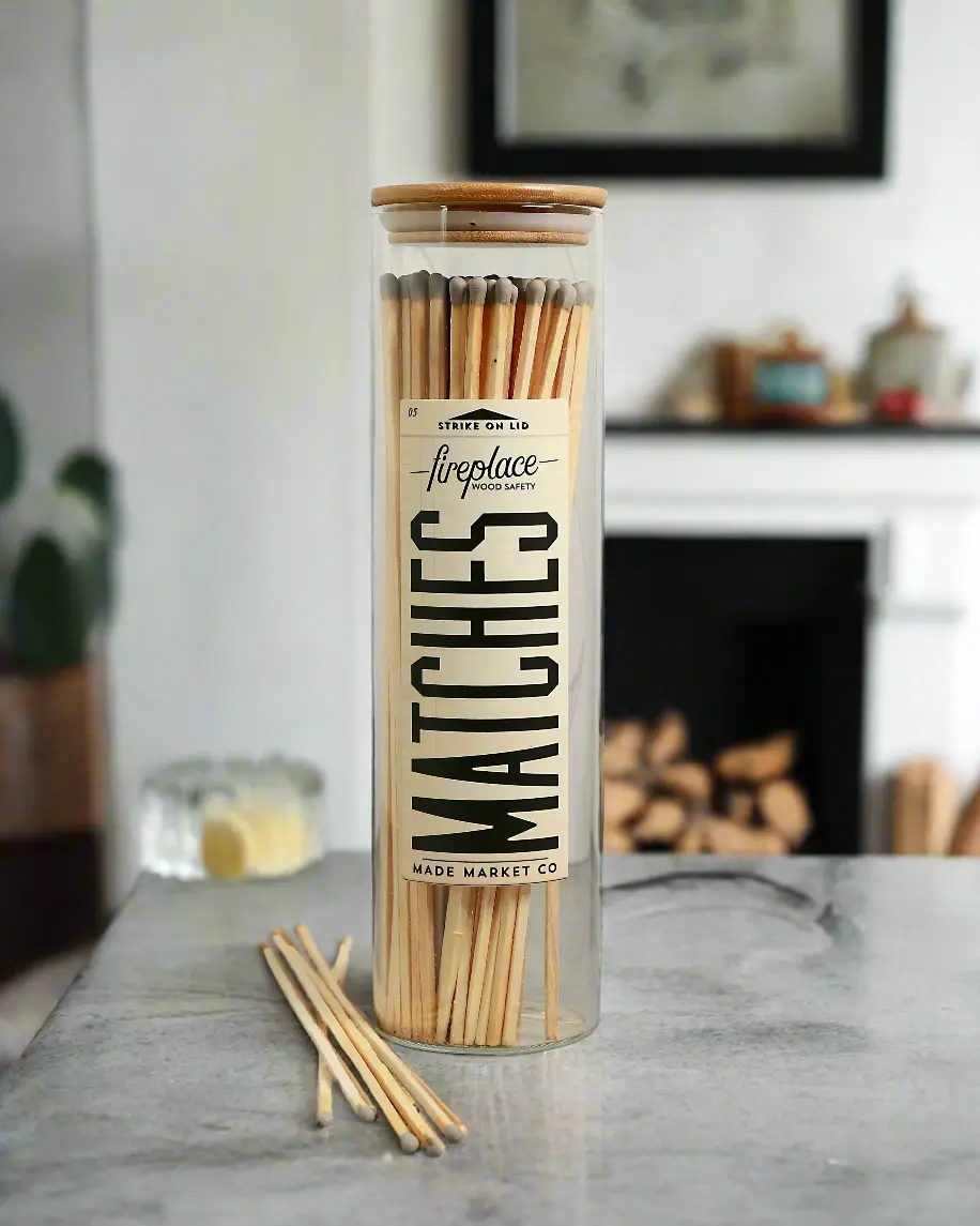 Large Apothecary Fireplace Matches Made Market Co. Pop Of Modern