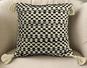 Beige and Black Throw Pillow Vibhsa Pop Of Modern