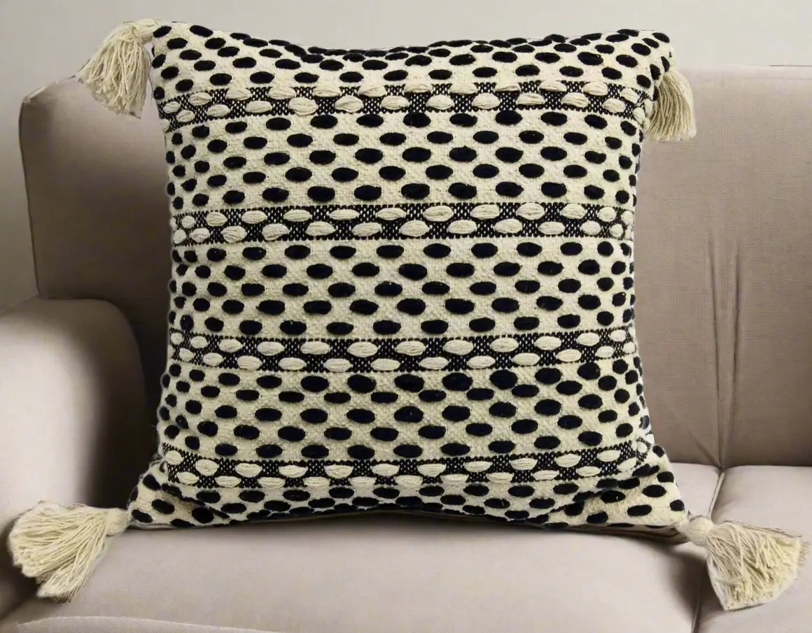 Beige and Black Throw Pillow Vibhsa Pop Of Modern