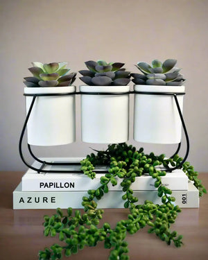 Faux Succulents On Metal Stand Pop Of Modern Pop Of Modern