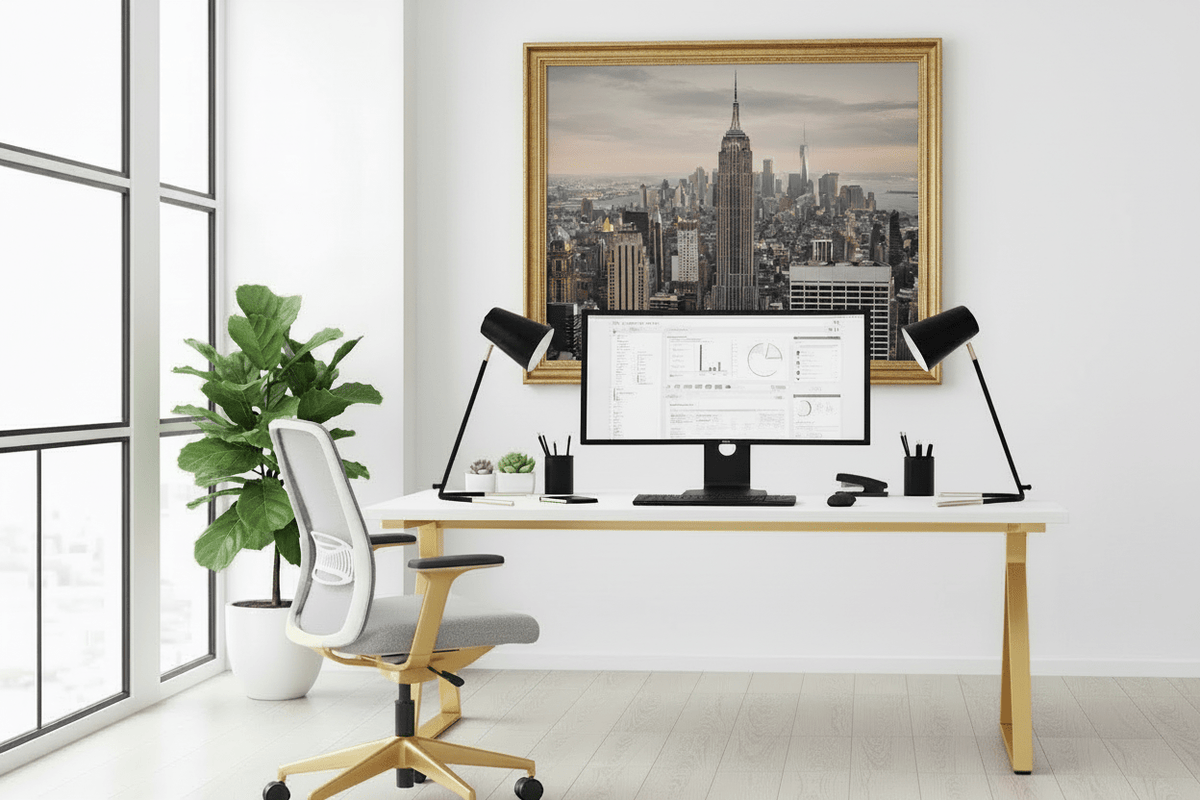 Lámpara de escritorio mate con detalles dorados (2) — Negro