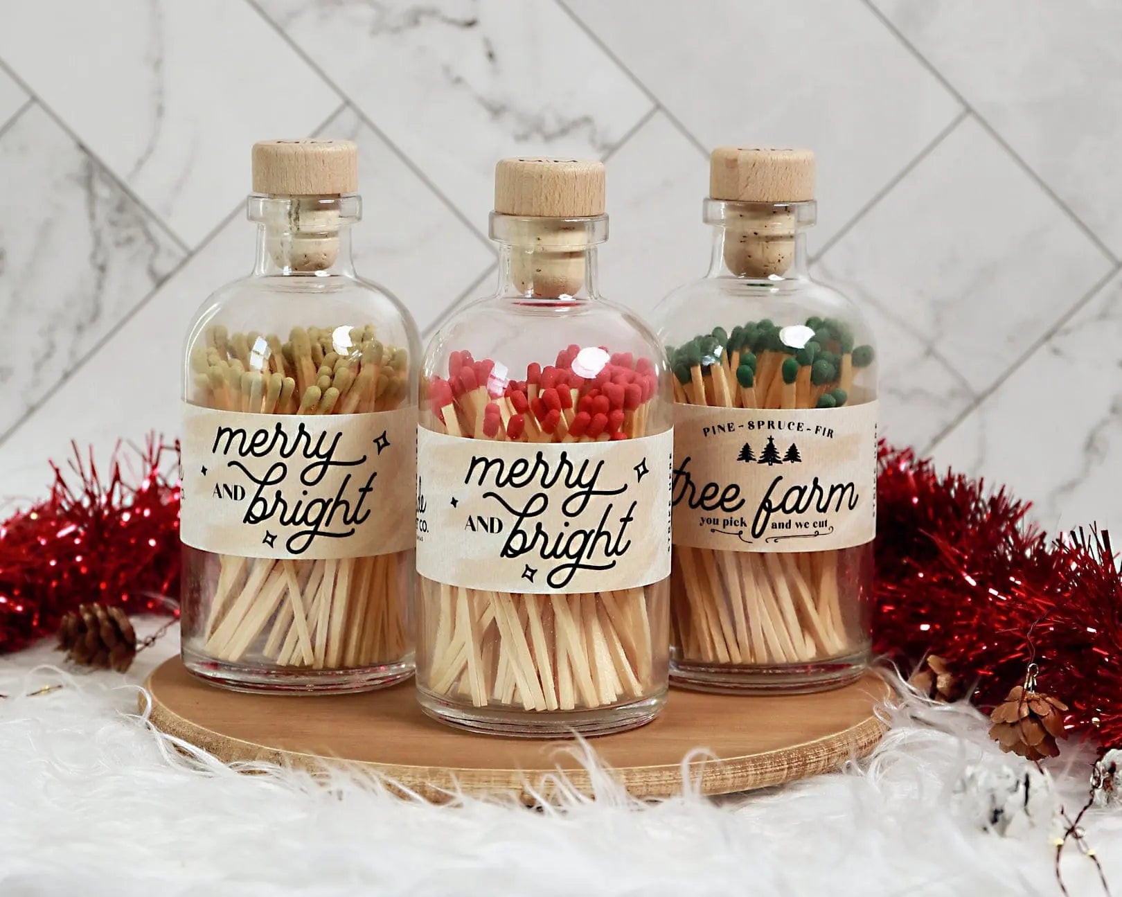 Christmas Merry & Bright Red Apothecary Matches