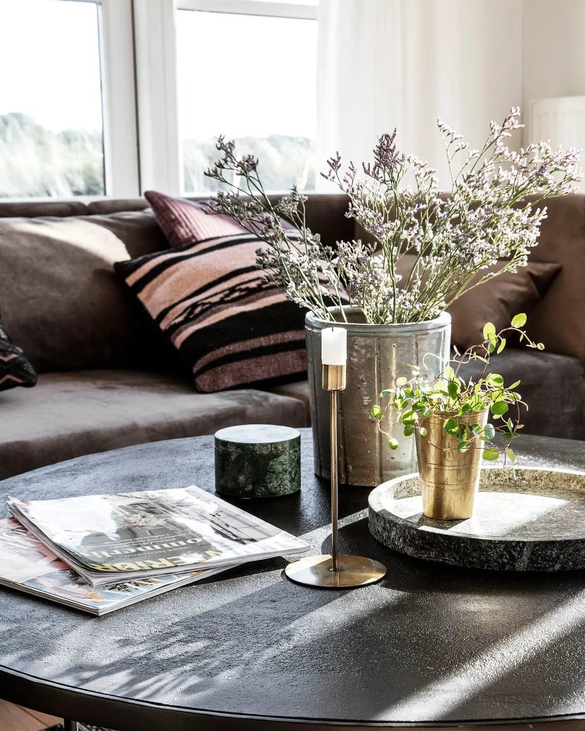 Candle Holders Anit, Antique brass Candle Holder 7.87"- | Pop of Modern