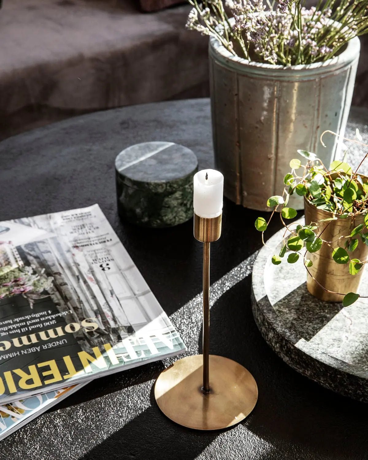 Candle Holders Anit, Antique brass Candle Holder 7.87"- | Pop of Modern