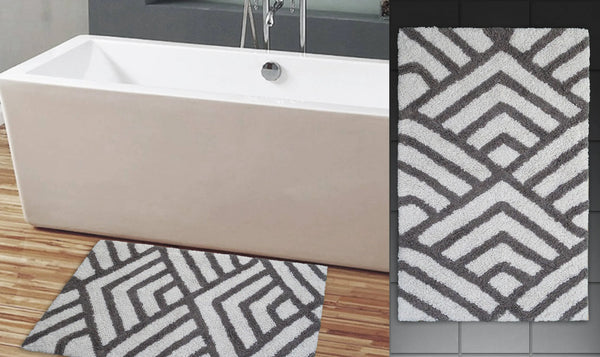  Industrial Geometry Pattern Grey Background Bath Mat