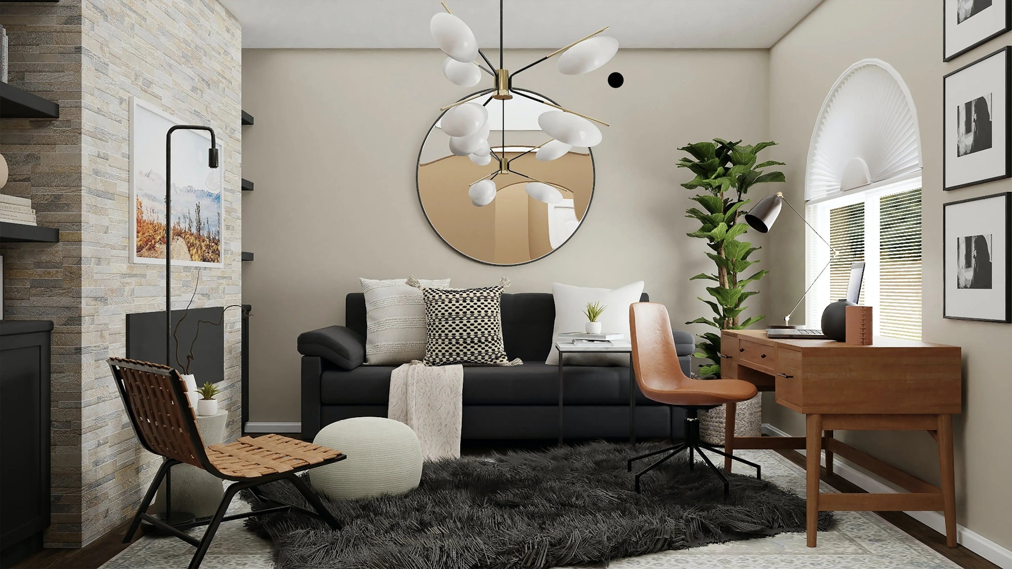 Pillow Beige-Black Throw Pillow - Pop of Modern