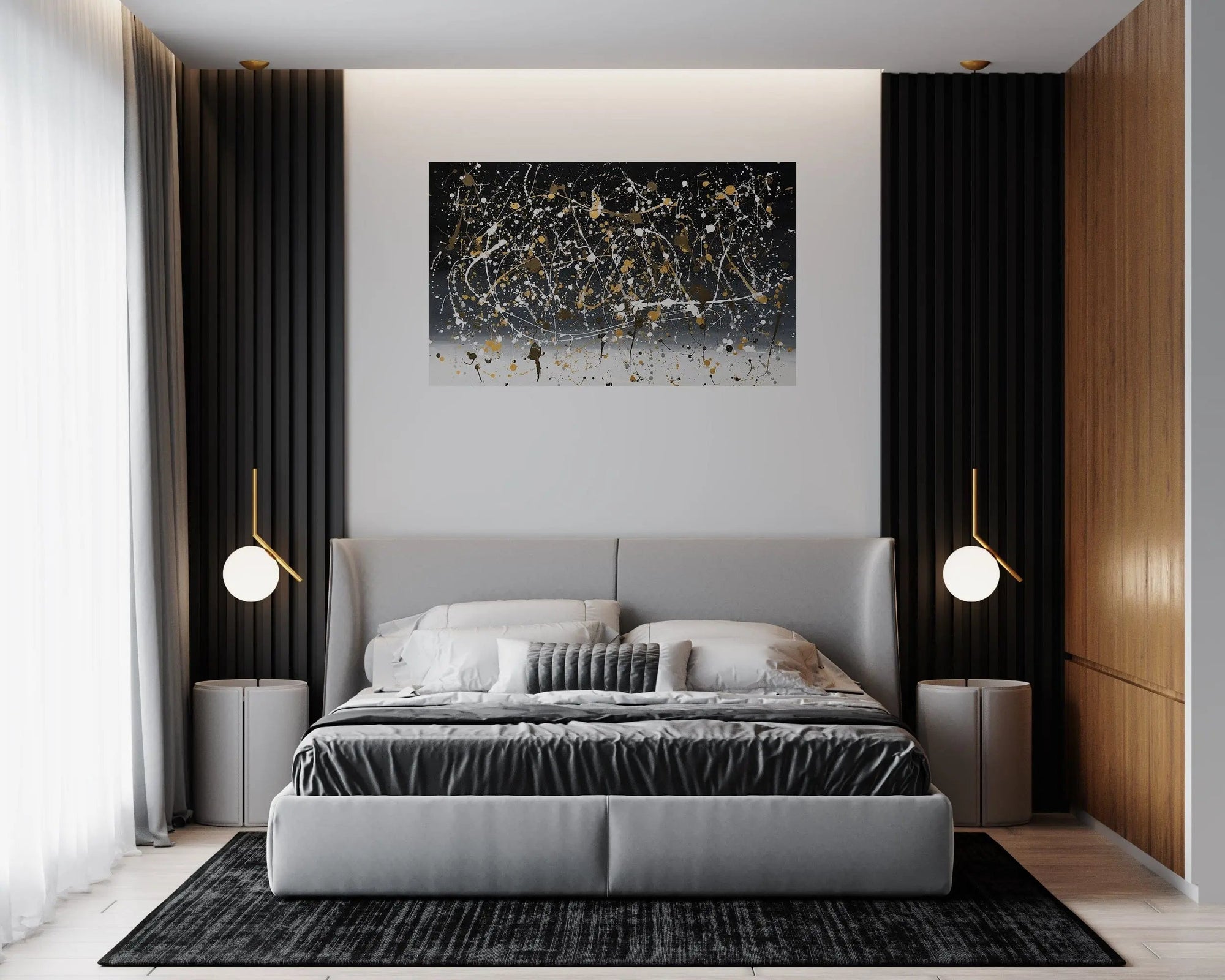 Posters, Prints, & Visual Artwork "Dark-Gray Ombre" 36" x 24" Painting- | Pop of Modern