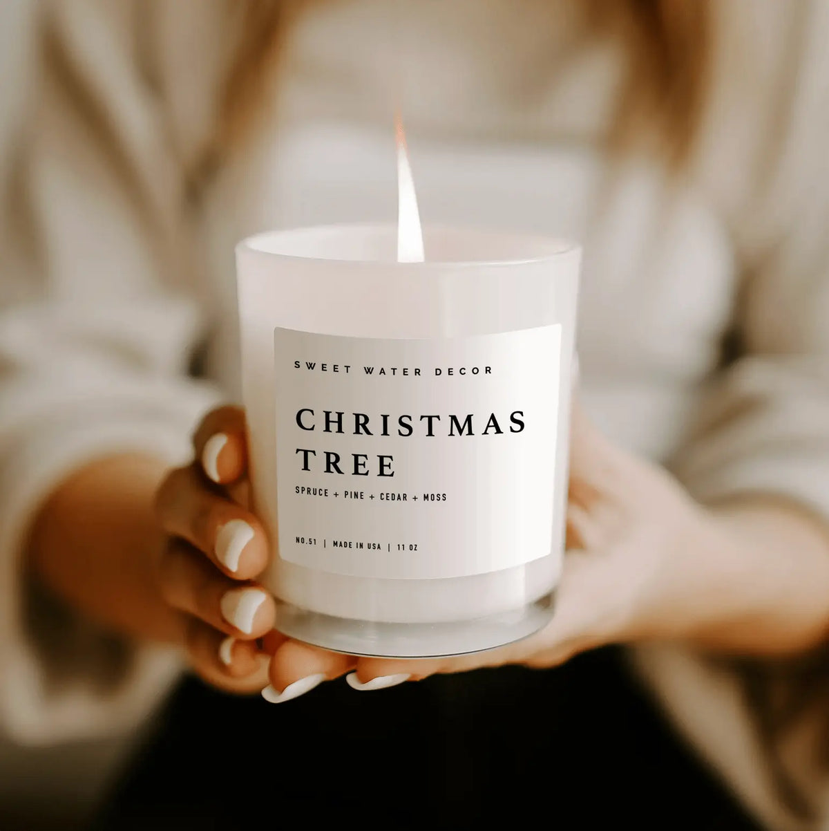 candle Christmas Tree Soy Candle - White Jar 