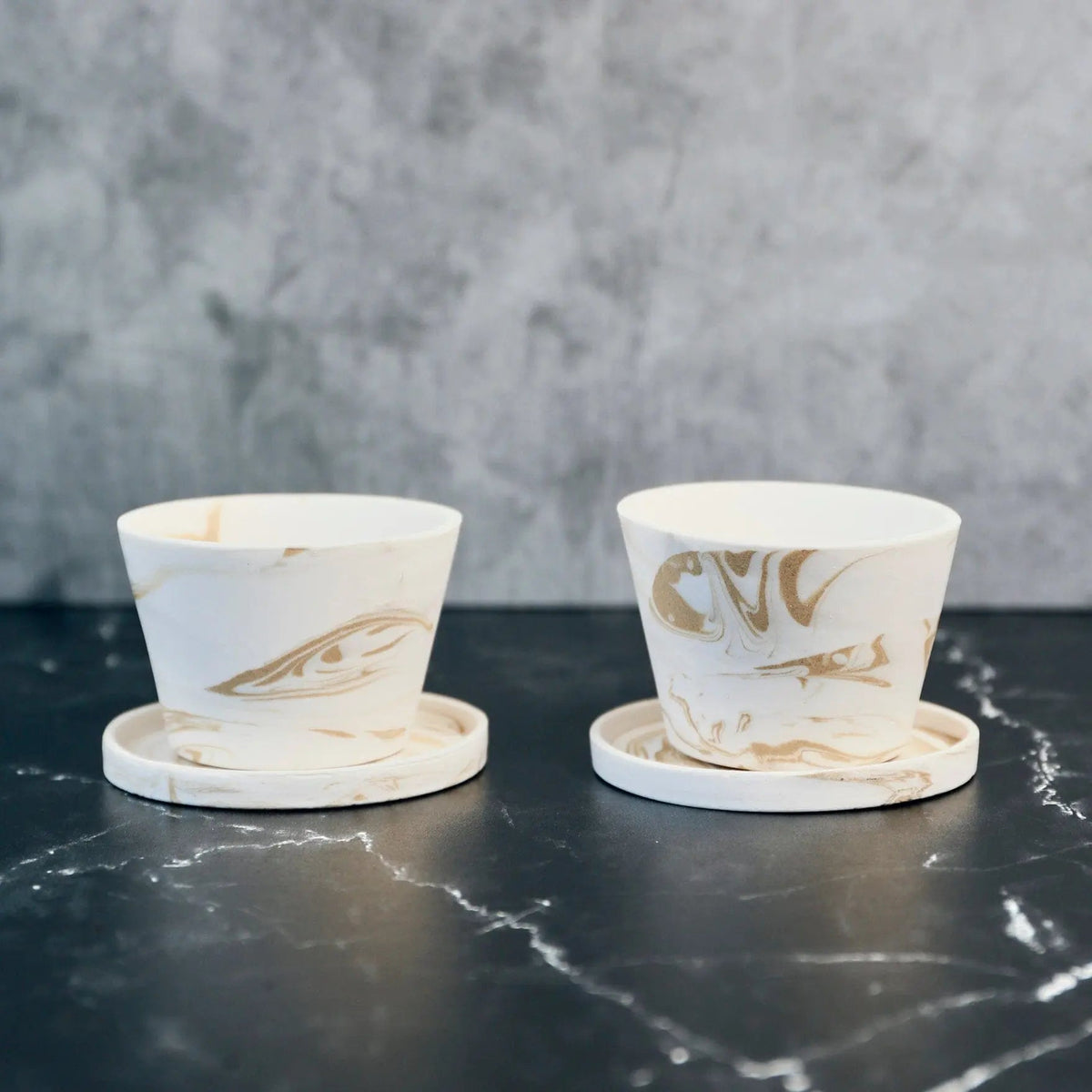 Espresso cups Mocha &amp; Cream Handcrafted Ceramic Espresso Cup Set (2) - Pop of Modern