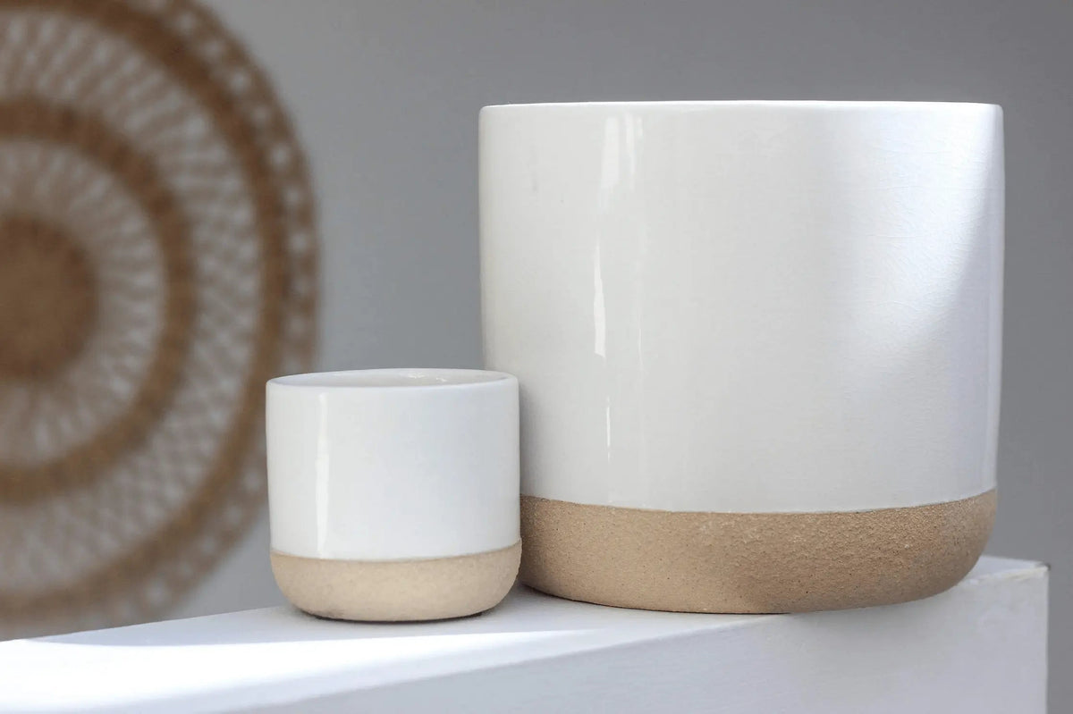 Pots &amp; Planters 7&quot; Ceramic Planter Pot White on Beige - Pop of Modern