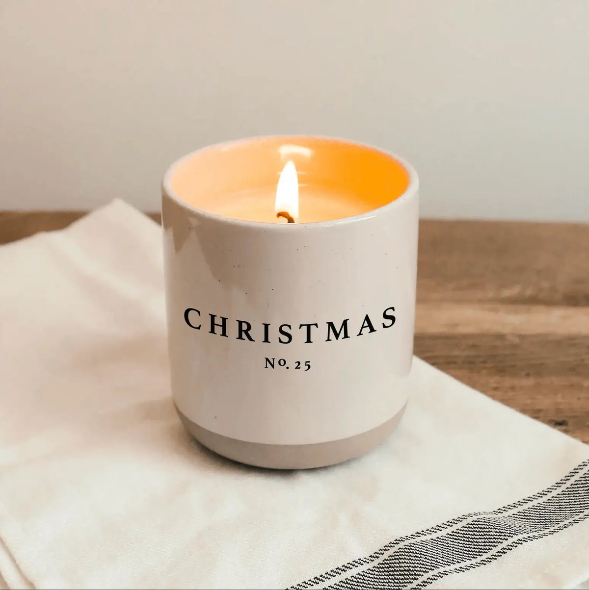 Christmas Soy Candle - Cream Stoneware Jar