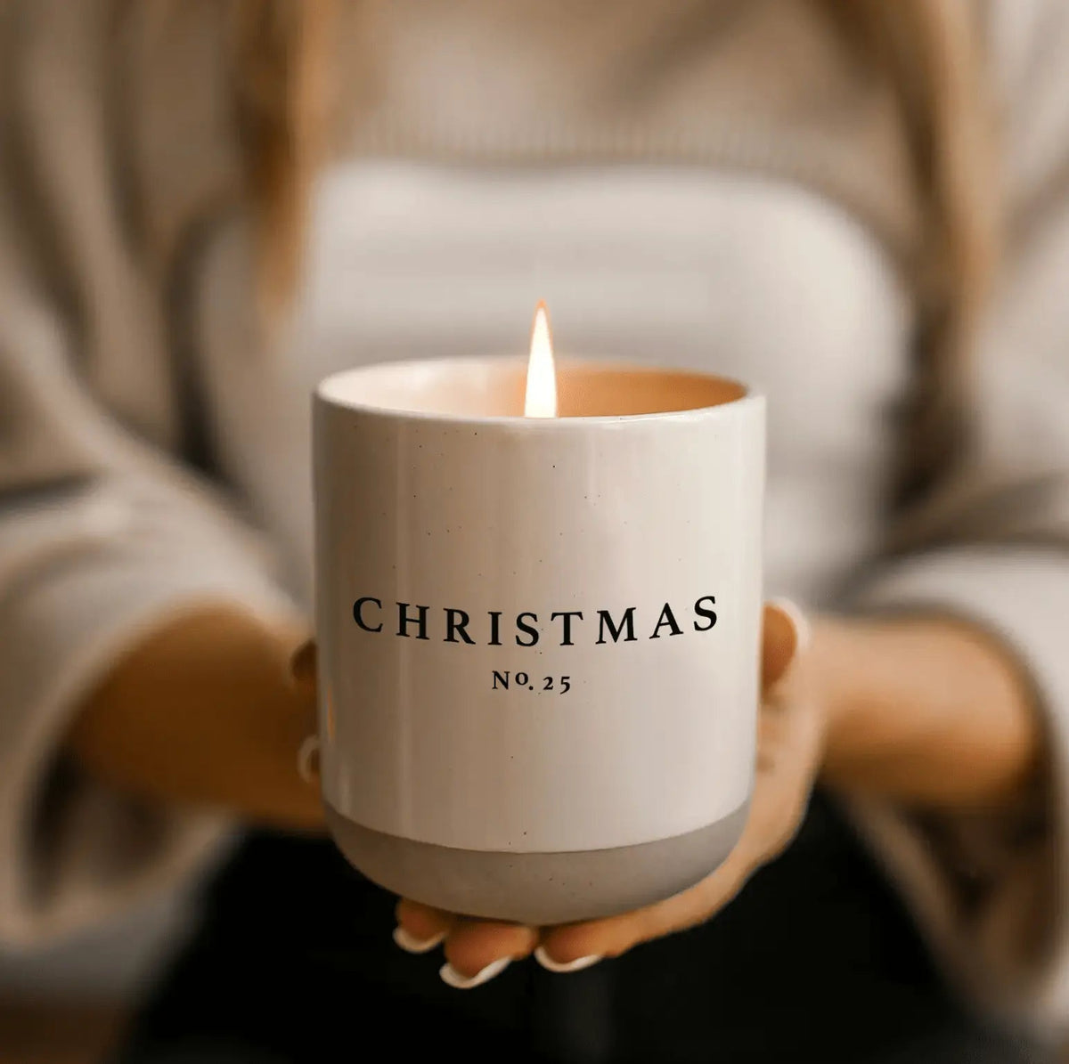 Christmas Soy Candle - Cream Stoneware Jar