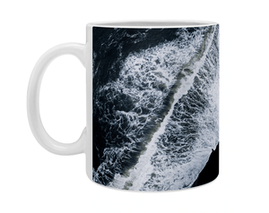 Coffee Mugs Waves Crashing on a Black Sand Beach - Pop of modern