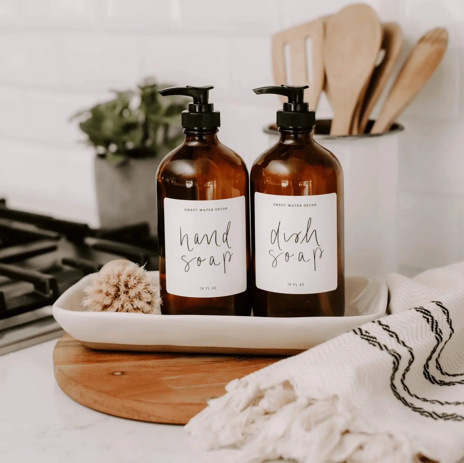 Soap & Lotion Dispensers Amber 16oz Glass Dish Soap Dispenser - Pop of Modern