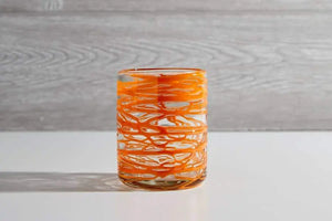 Verve Culture Glassware Mexican Handblown Glasses - Orange Swirl - Set of 4