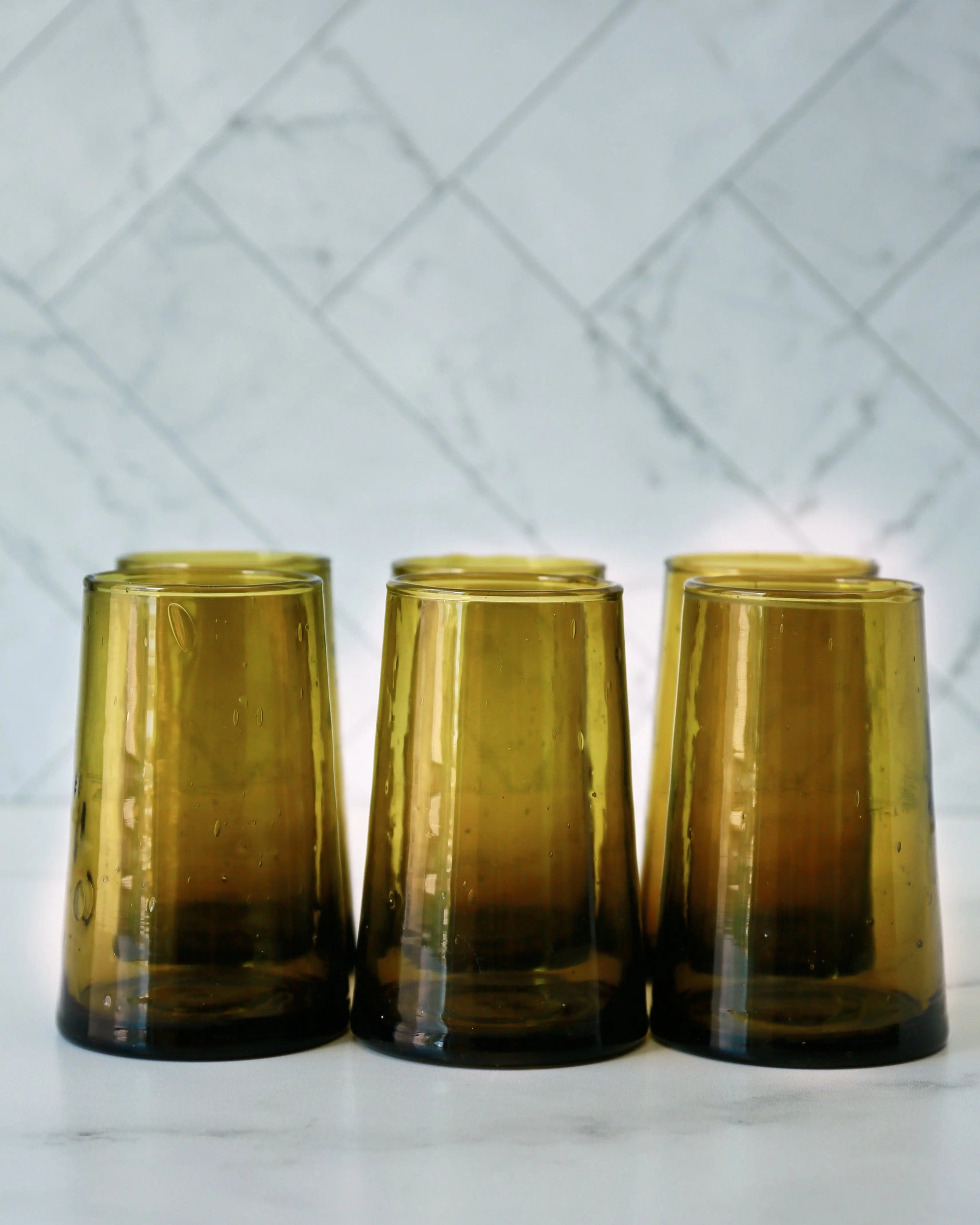 Glassware Amber Moroccan Cone Glassware (Set of 6) - Pop of Modern