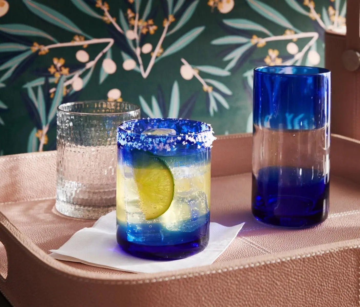 Glassware Nicolas Cobalt Blue Highball 14 oz - Pop of Modern