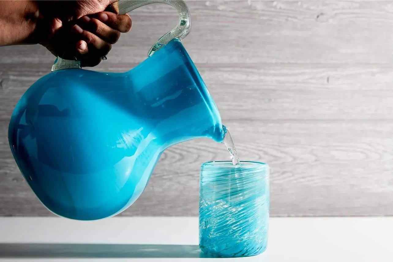 Verve Culture Glassware Handblown Glass Pitcher - Aqua