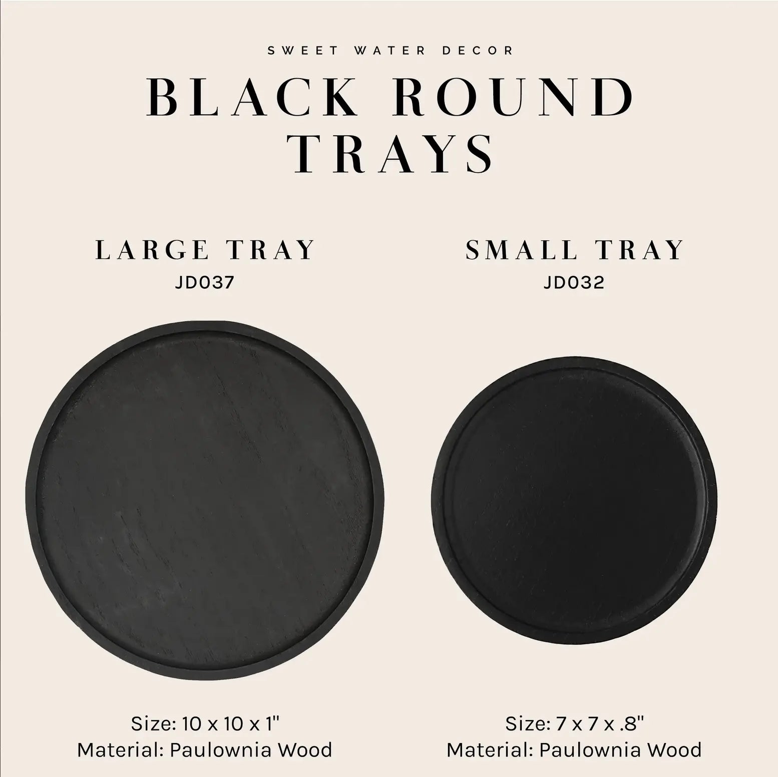 Handmade tray Large Black Wood Tray | Round - Pop of Modern