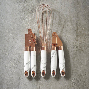Ciroa Kitchen Utensil Gadget Set - Rose Gold Finish and Soft-Touch Marble