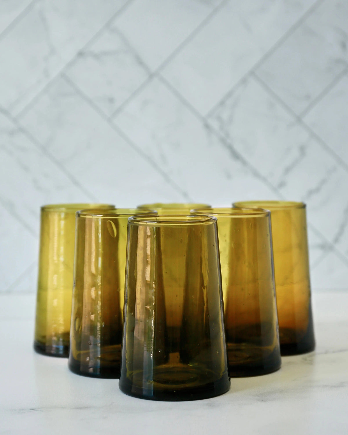 Glassware Amber Moroccan Cone Glassware (Set of 6) - Pop of Modern
