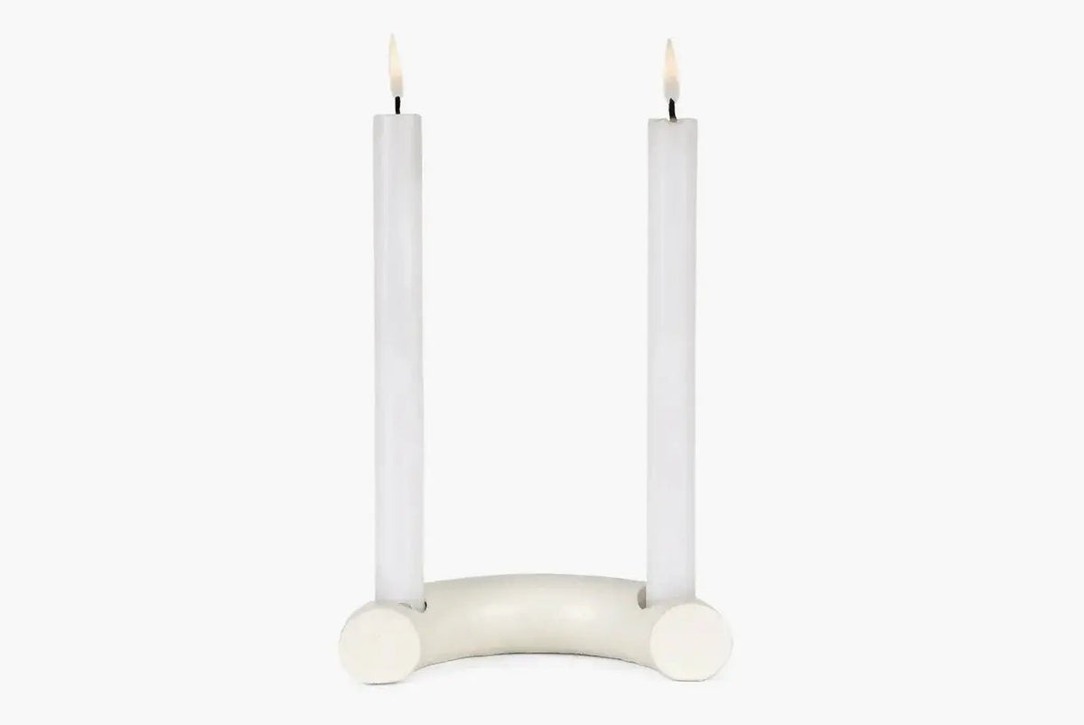  Nordic Style C Shaped Concrete Candle Holder- IVORY - | Pop of Modern