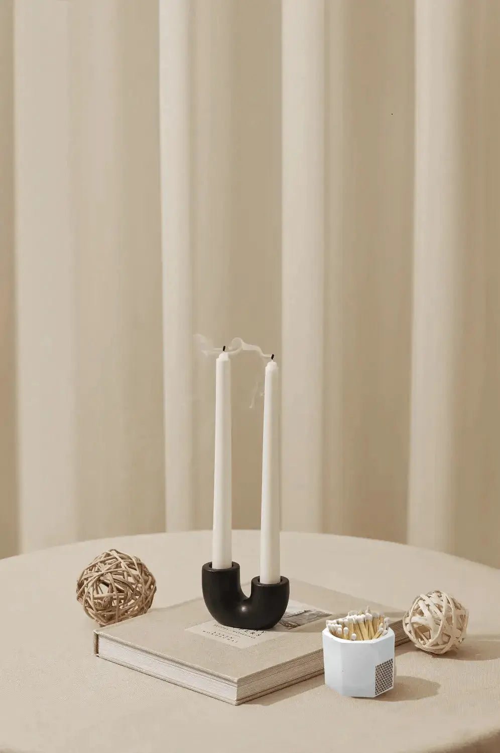 Candle Holders Black Nordic Style U Shaped Concrete Candle Holder | Pop of Modern