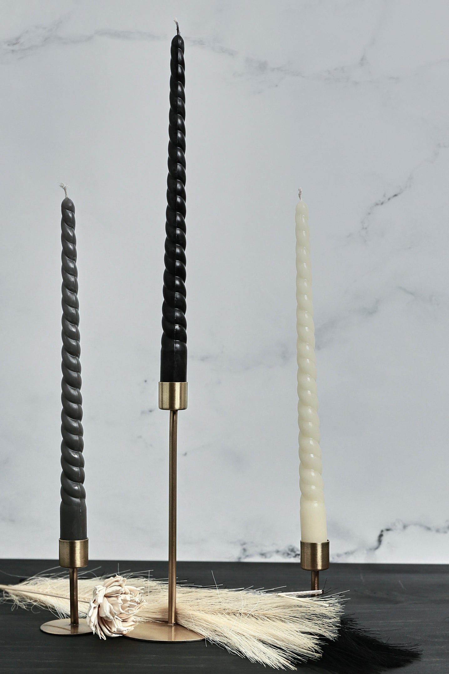 Pair of Twisted Taper Beeswax Candle - Ivory, Gray or Black - Pop of Modern
