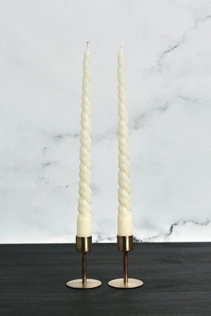 Ivory Pair of Twisted Taper Beeswax Candle - Ivory, Gray or Black - Pop of Modern