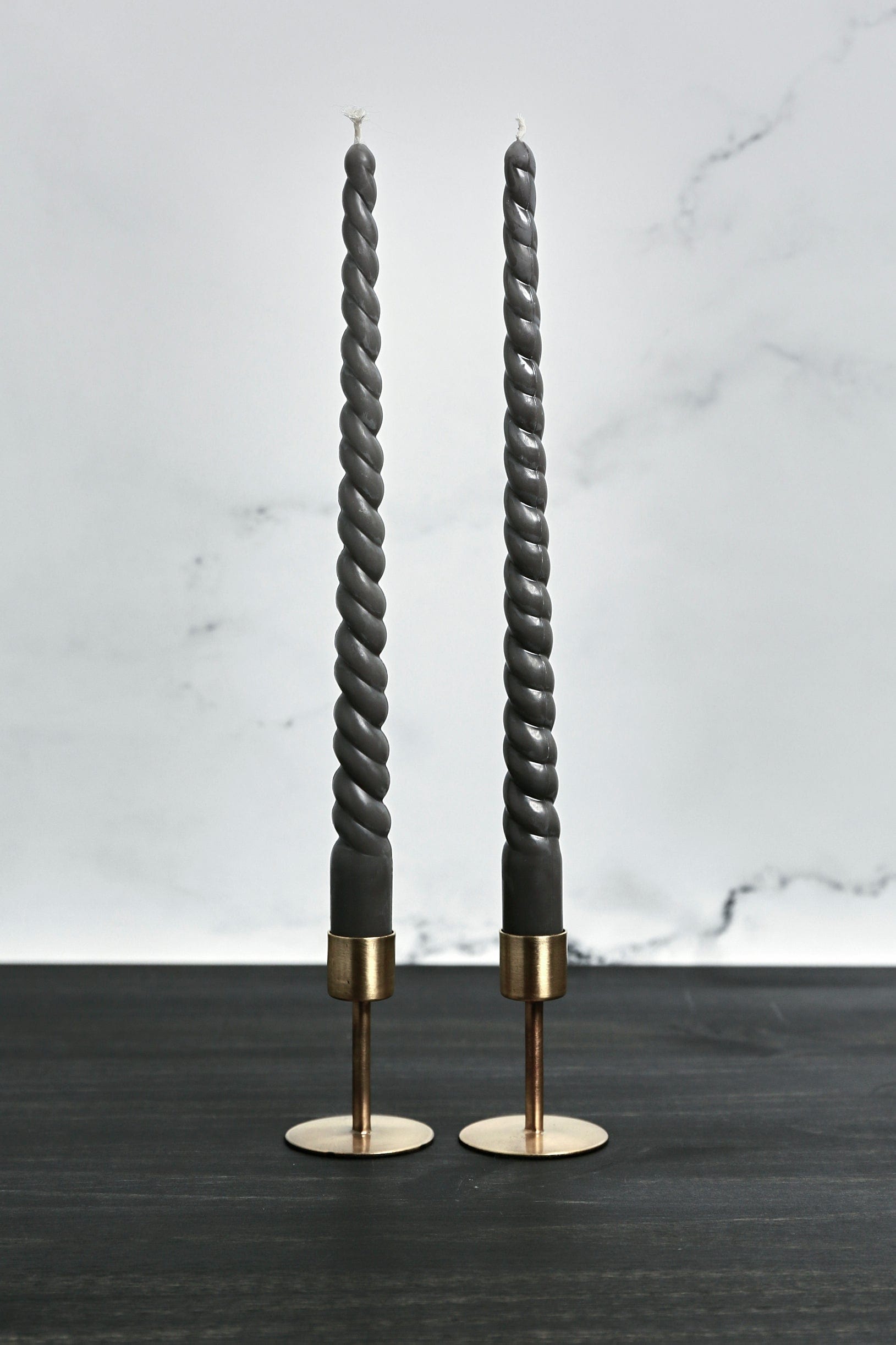 Gray Pair of Twisted Taper Beeswax Candle - Ivory, Gray or Black - Pop of Modern