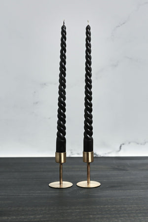 Black Pair of Twisted Taper Beeswax Candle - Ivory, Gray or Black - Pop of Modern