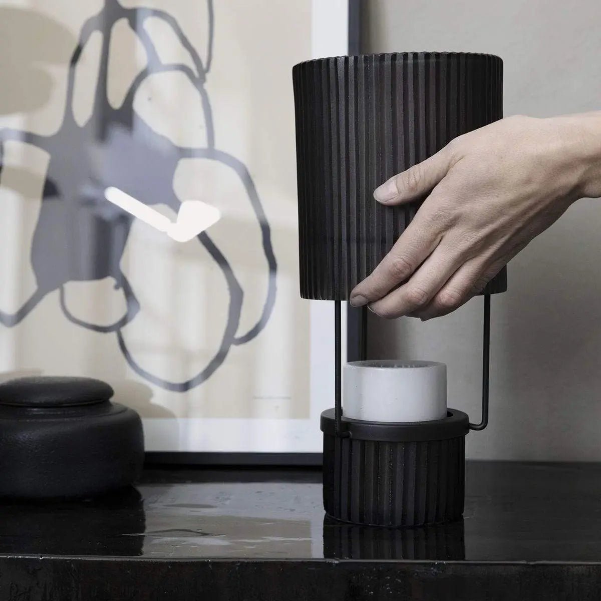 Society of Lifestyle Desk Lamp Pedra Black Glass LED Lantern