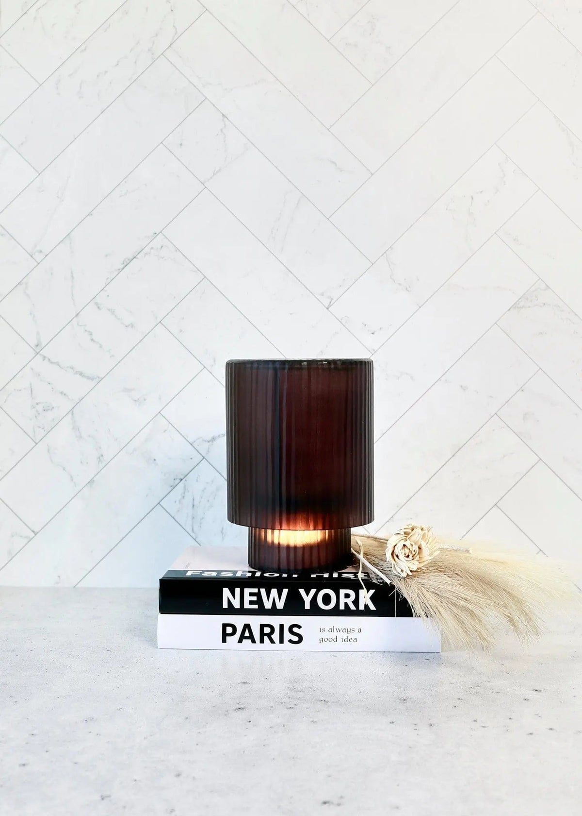 Desk Lamp Pedra Black Glass LED Lantern - Pop of Moden