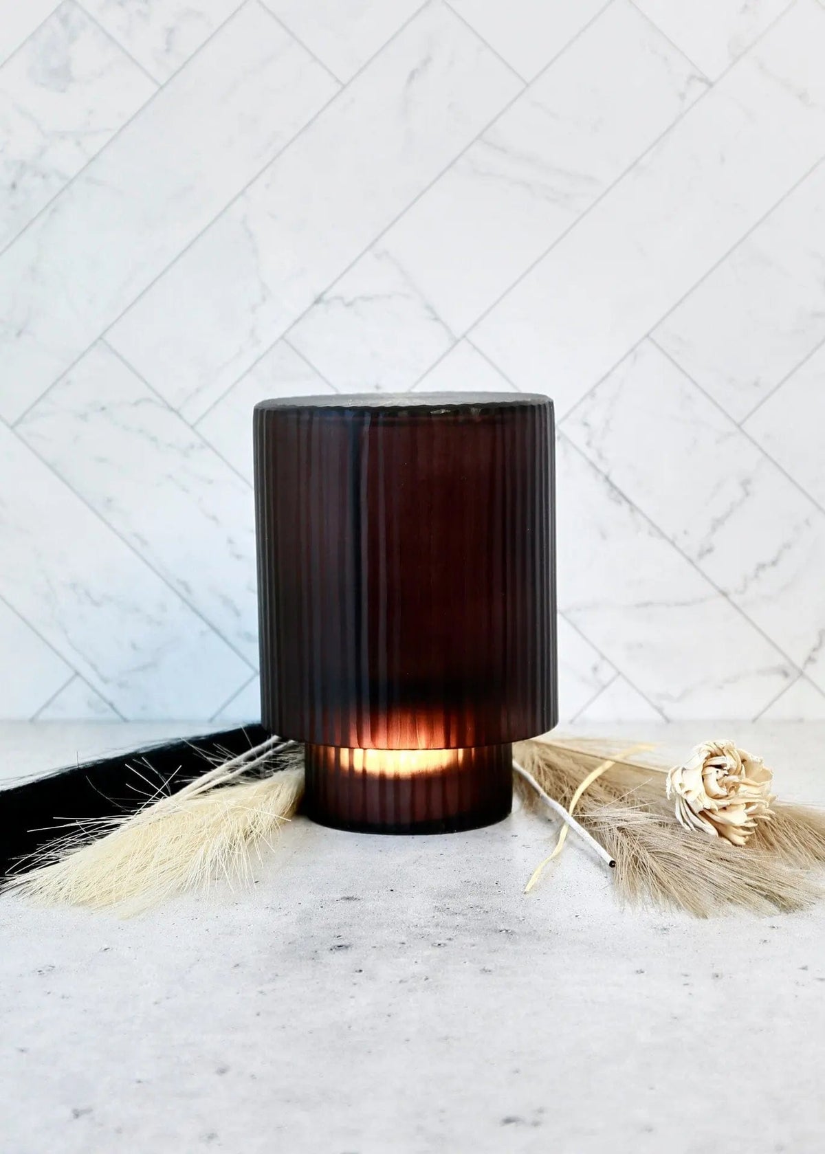 Desk Lamp Pedra Black Glass LED Lantern - Pop of Moden