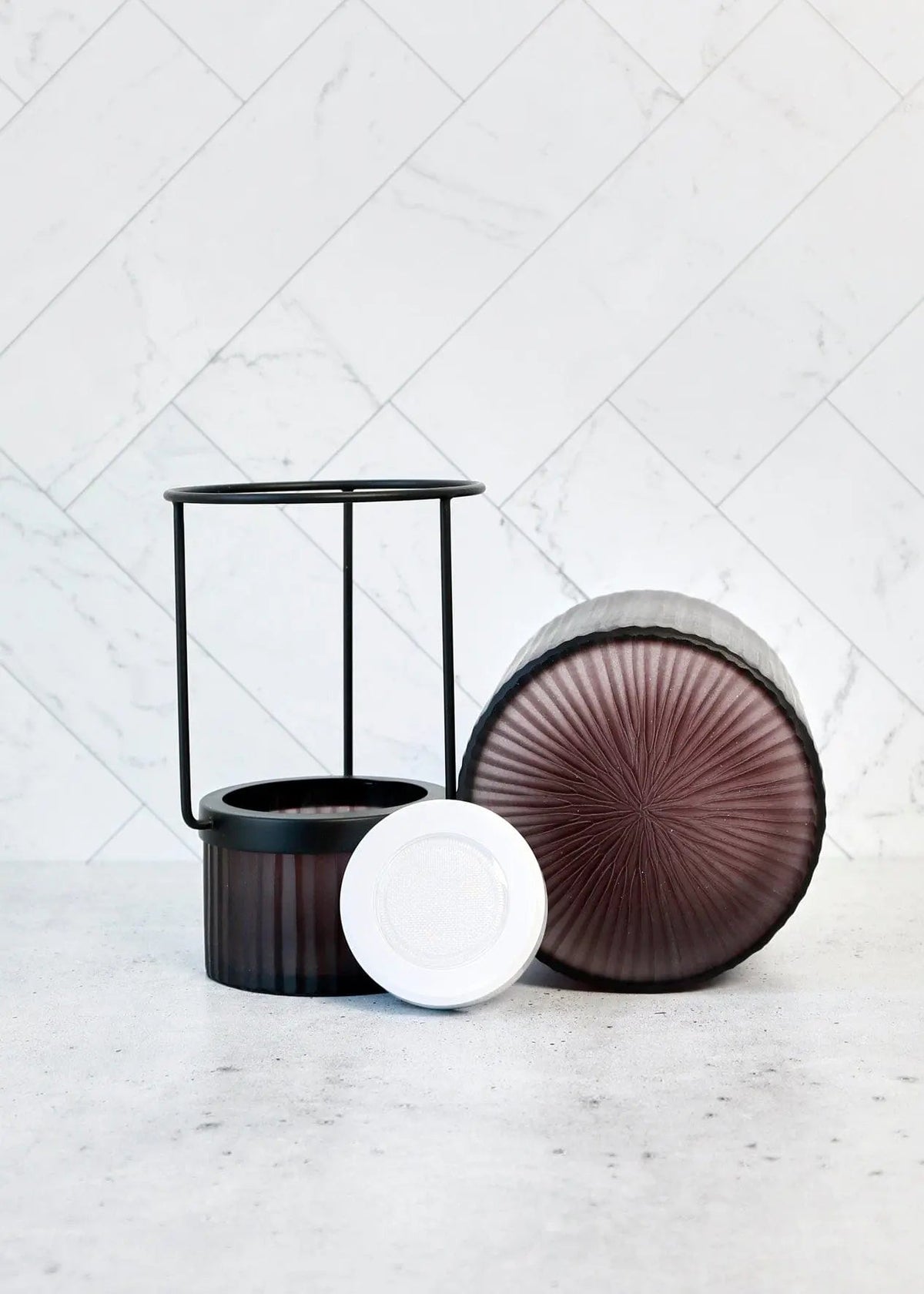 Desk Lamp Pedra Black Glass LED Lantern - Pop of Moden