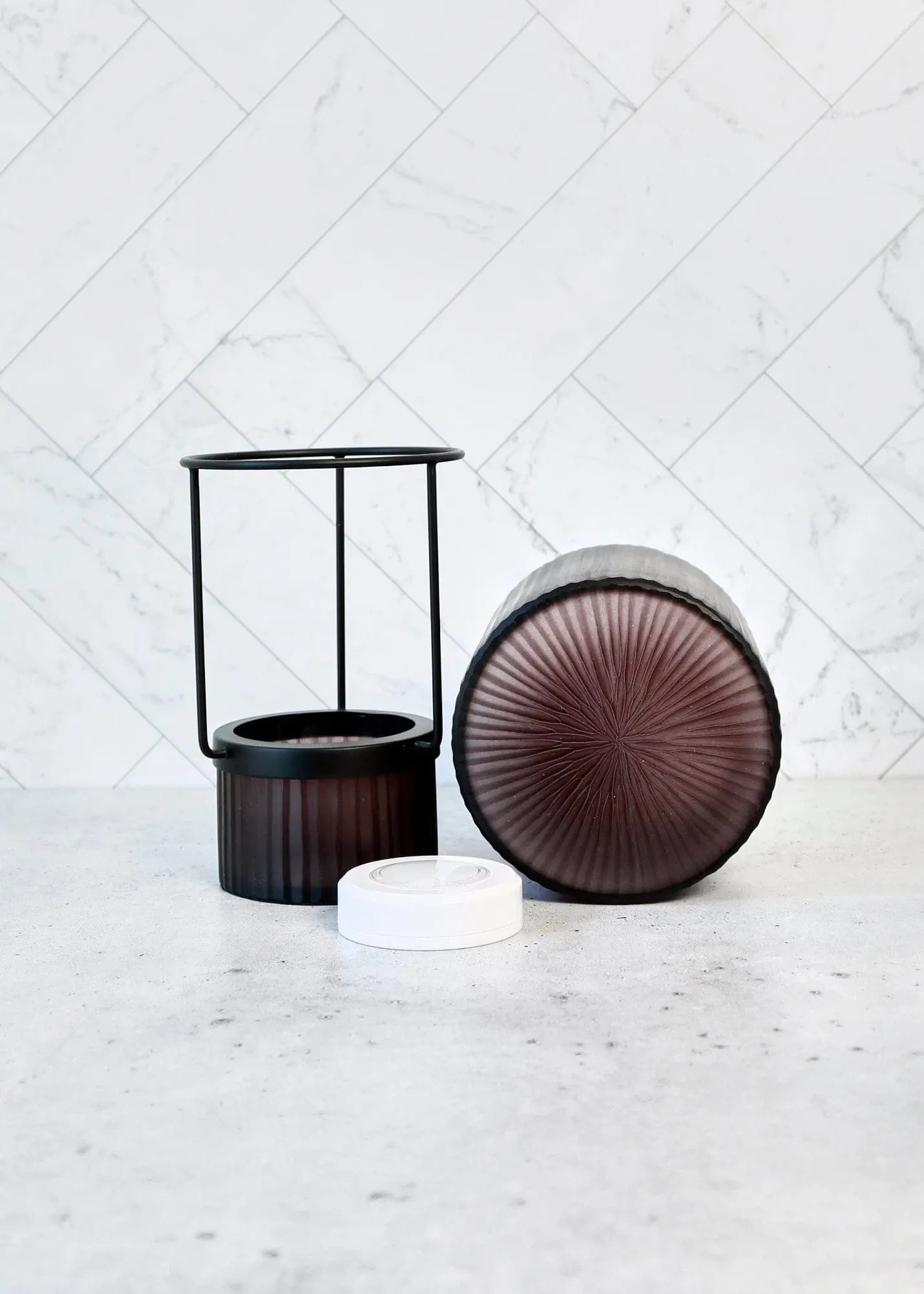 Desk Lamp Pedra Black Glass LED Lantern - Pop of Moden