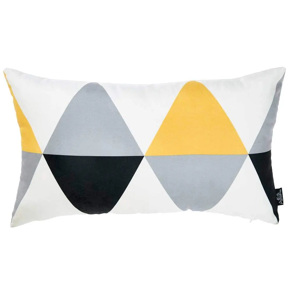 MIKE & Co. NEW YORK Pillow Cover Scandi Yellow-Gray Printed Decorative Lumbar Pillow Cover
