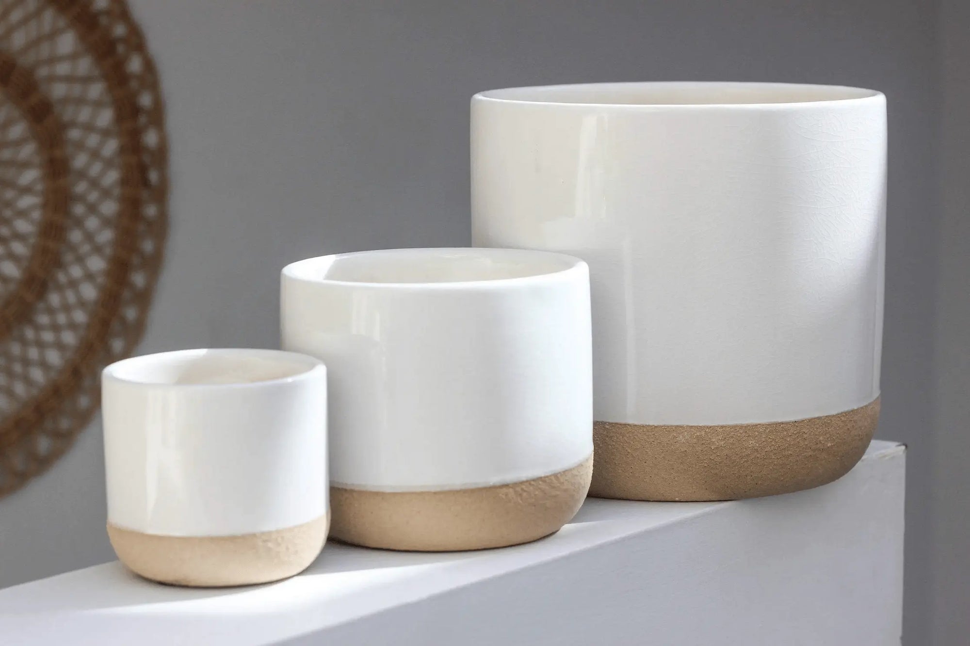 Pots & Planters Ceramic Planter Pot White on Beige - Pop of Modern