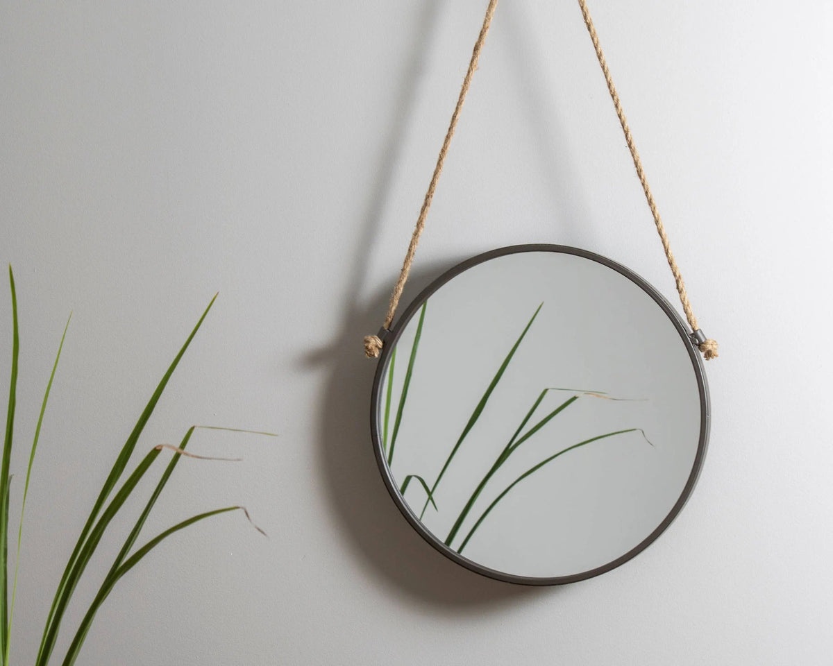 Foreside Home &amp; Garden Mirror Rope &amp; Circle Hanging Wall Mirror