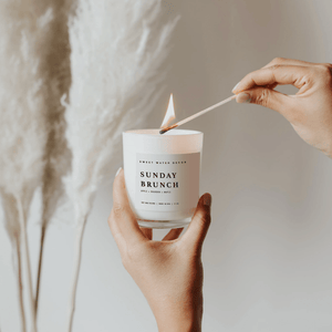 Sunday Brunch Soy Candle | White Jar Candle + Wood Lid - Pop of Modern
