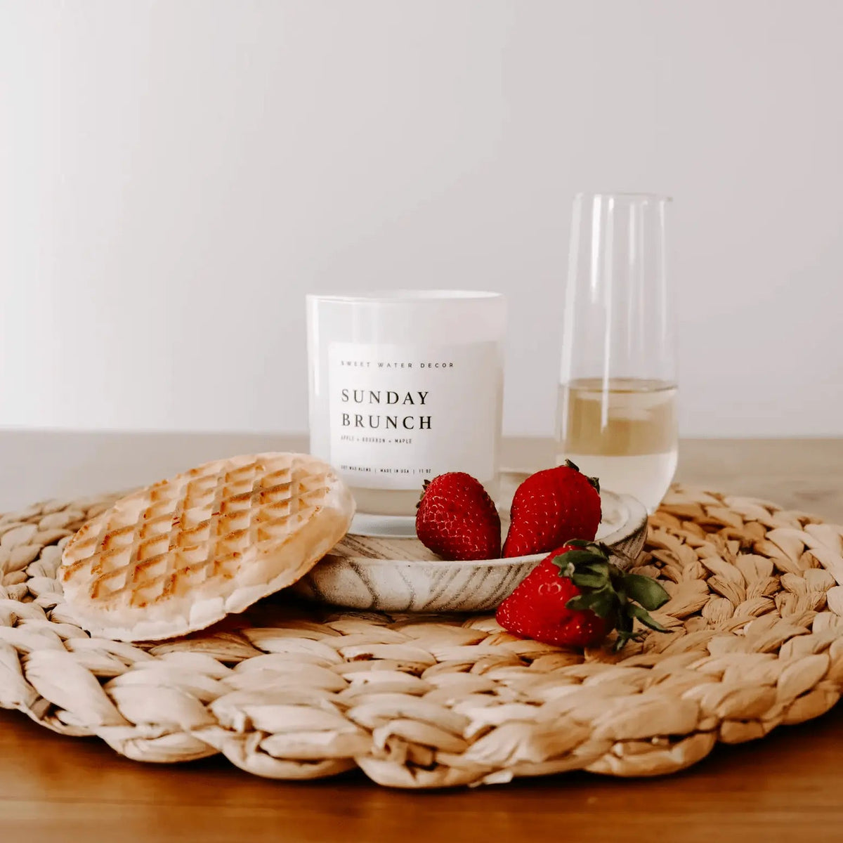 Sunday Brunch Soy Candle | White Jar Candle + Wood Lid - Pop of Modern