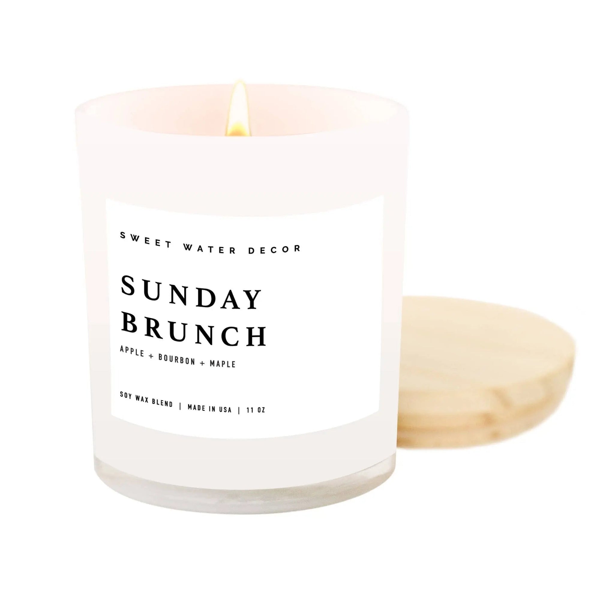Sunday Brunch Soy Candle | White Jar Candle + Wood Lid - Pop of Modern