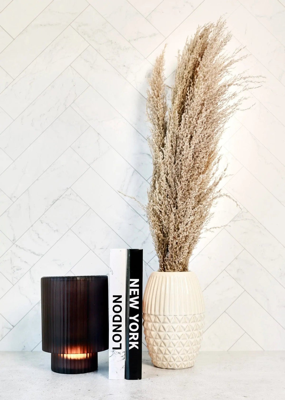 Tall Pampas Grass in Ceramic Vase