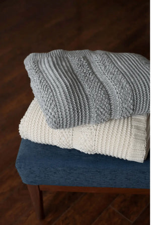 throw Newton Cotton Knit Throw Blanket, Marbled Gray - Pop of Modern