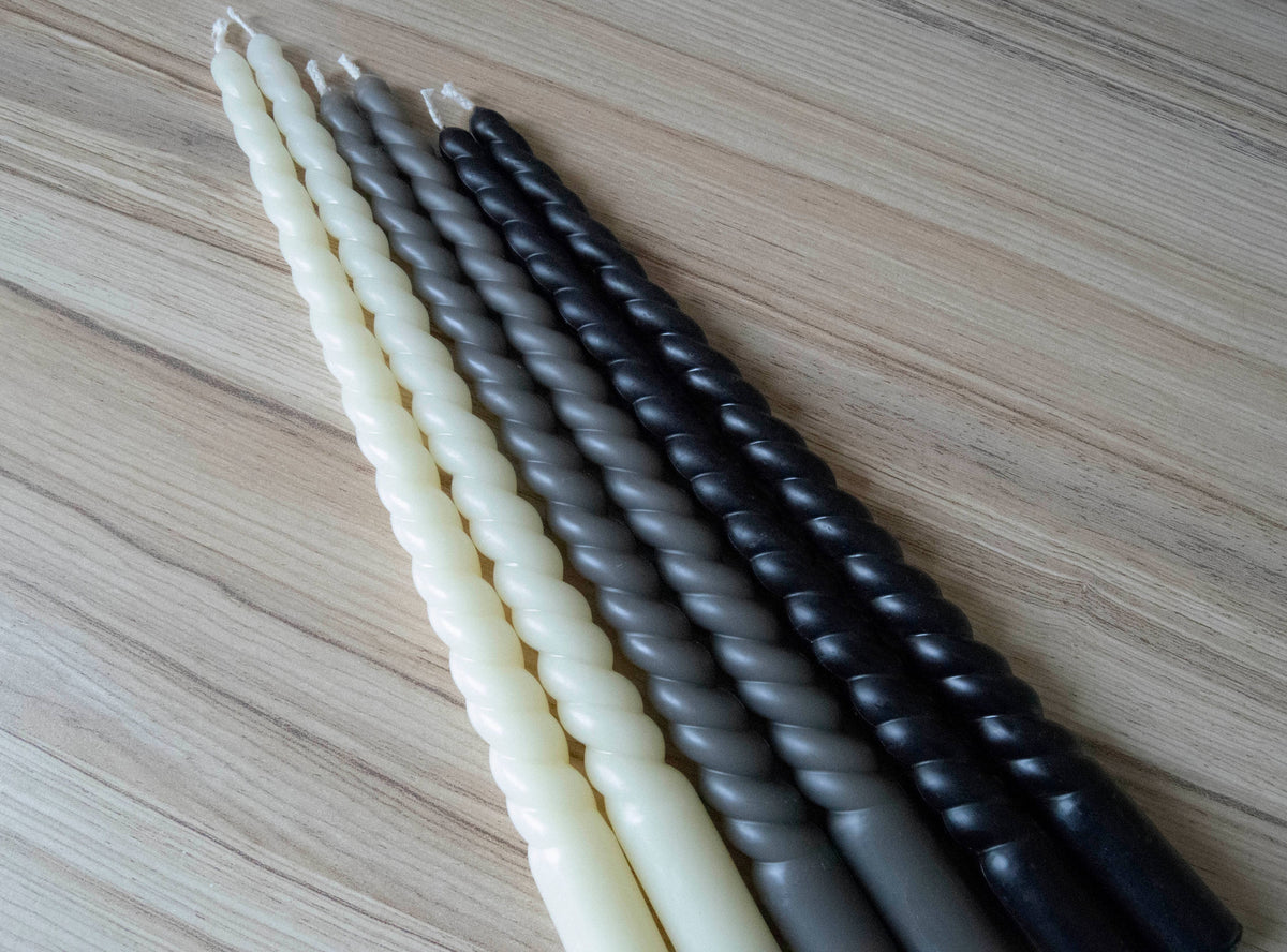 Pair of Twisted Taper Beeswax Candle - Ivory, Gray or Black - Pop of Modern