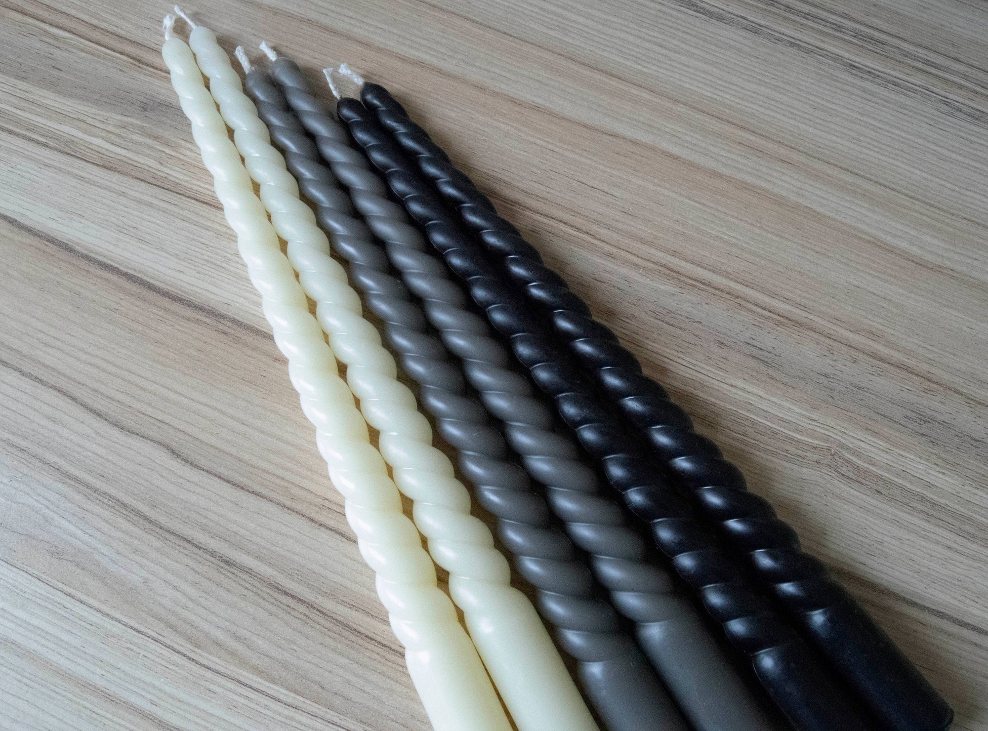 Pair of Twisted Taper Beeswax Candle - Ivory, Gray or Black - Pop of Modern