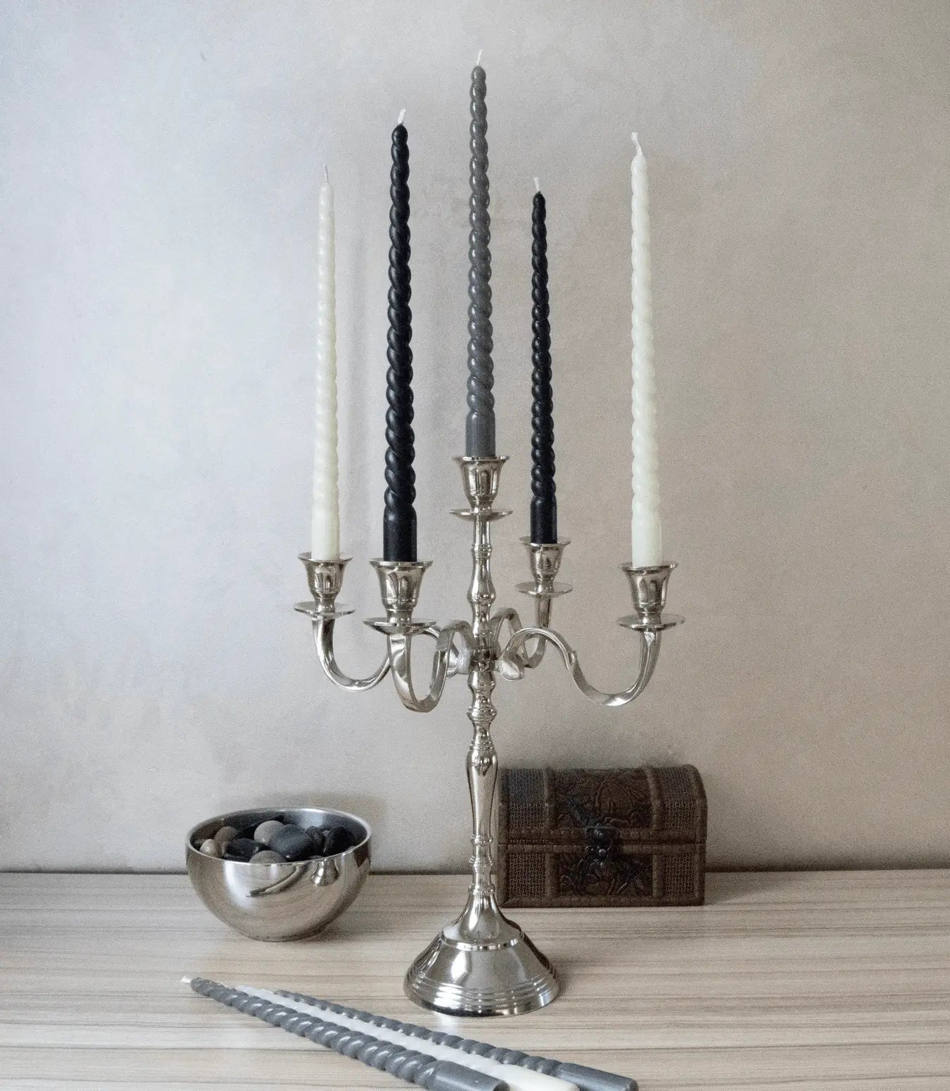 Pair of Twisted Taper Beeswax Candle - Ivory, Gray or Black - Pop of Modern