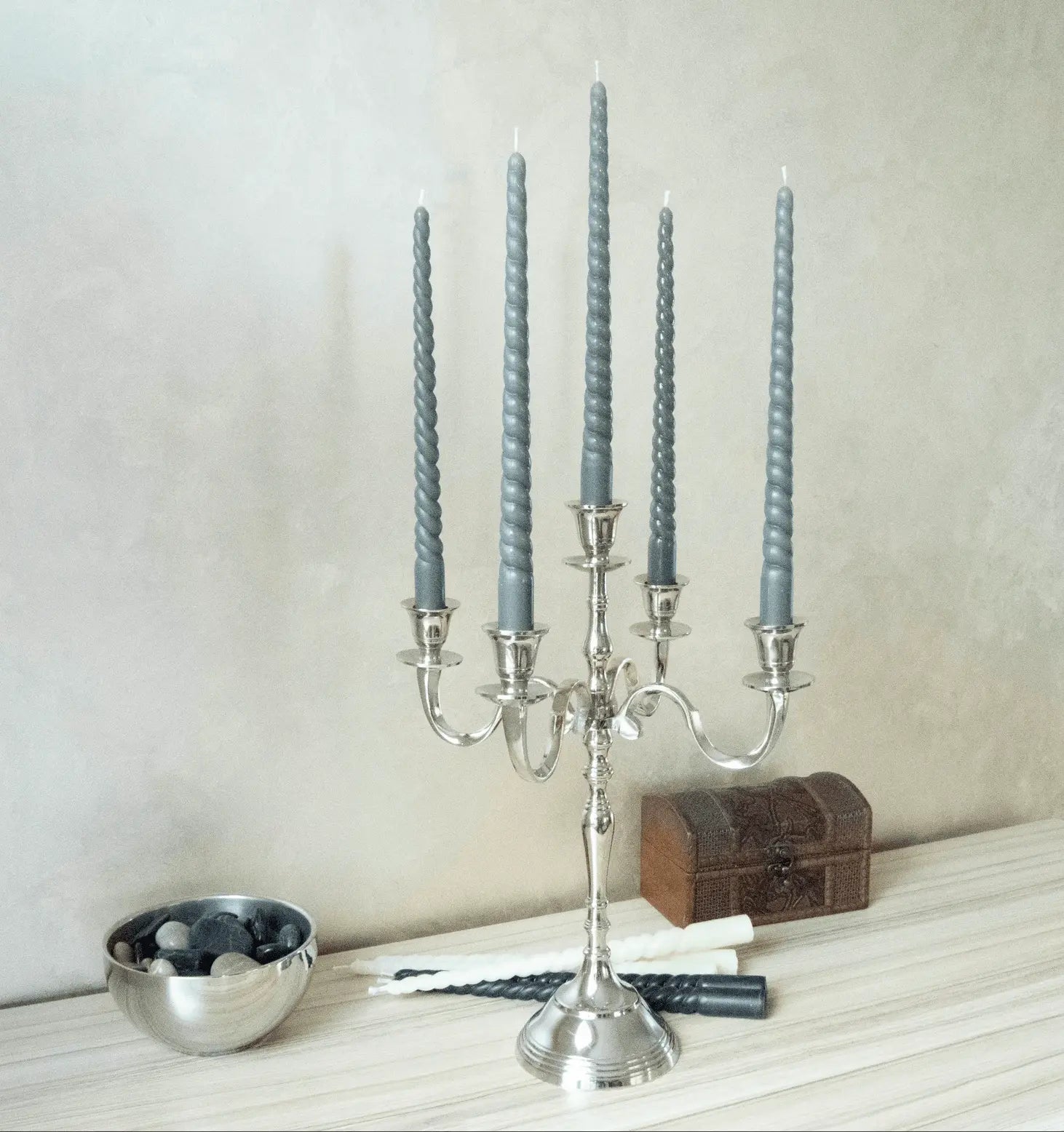 Pair of Twisted Taper Beeswax Candle - Ivory, Gray or Black - Pop of Modern