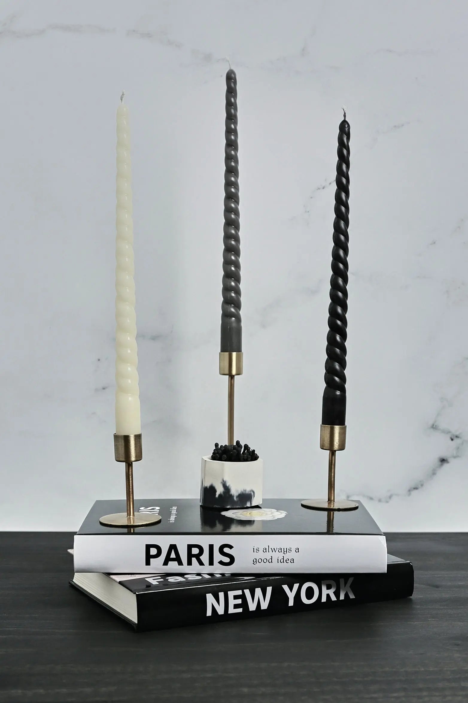 Pair of Twisted Taper Beeswax Candle - Ivory, Gray or Black - Pop of Modern