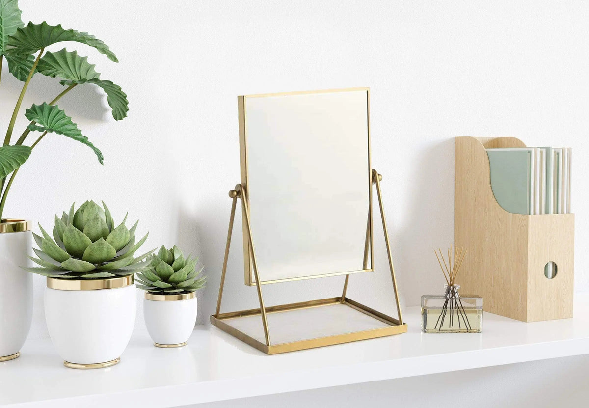 Shiraleah Mirror Wallace Table Mirror With Display Tray - Gold